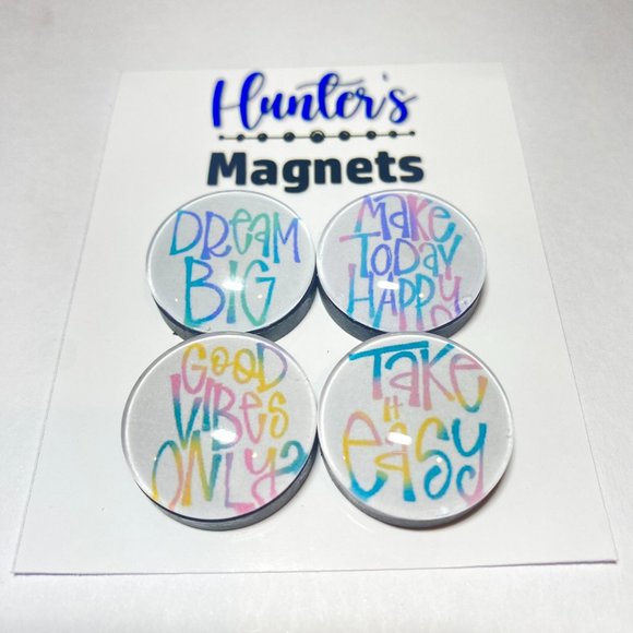 Set of 4 - Motivational Glass Kitchen Refrigerator Magnets - DREAM*HAPPY*GOOD - Picture 5 of 6